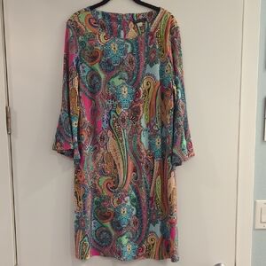 Tommy Hilfiger Paisley 3/4 Sleeve Midi Dress